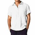 thumbnail image 1 of T-shirt Décontracté d'Été pour Homme en Coton et Lin, Hauts Unis M-3TG, 1 of 5