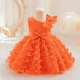 thumbnail image 3 of YONGHS Baby Girls 3D Butterfly Applique Sleeveless Bowknot Tutu Dress Wedding Pageant Party Gown Orange 12-18 Months, 3 of 7