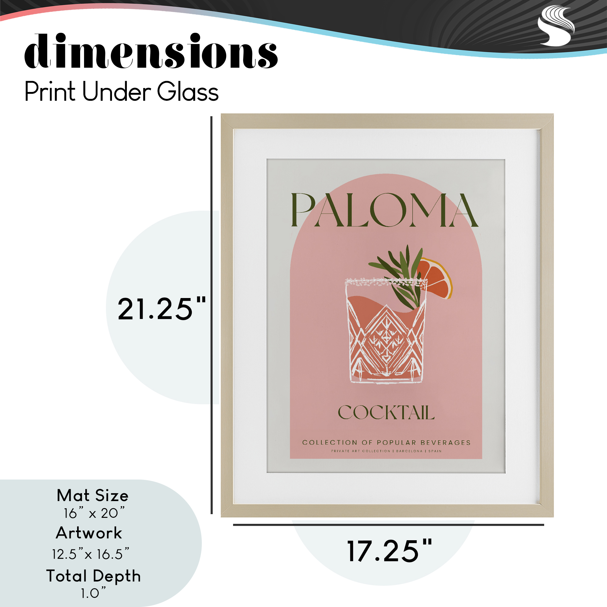 Stylish Retro Paloma Birch Framed Print Under Glass, design by Lil' Rue