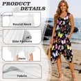 thumbnail image 3 of HELLHERO Sleeveless Sundress, Butterfly Asymmetric Sleeveless Tank Dresses, Crew Neck Side Pockets Asymmetric Hem Midi Dress for Cocktail Party Shopping, 3 of 8