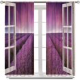 thumbnail image 3 of Lavender Floral Curtains, Lavender Flower Purple Window Treatments for Living Room Girls Woman Room Decor, Luxurious Elegant Purple Drapes 2 Panels, 42x63 Inch, 3 of 6