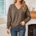 thumbnail image 2 of Solid Color Oversized V Neck Casual Versatile Knitted Pullover Sweater Soft Comfortable Everyday Wear For Fall Winter Fashion, 2 of 5
