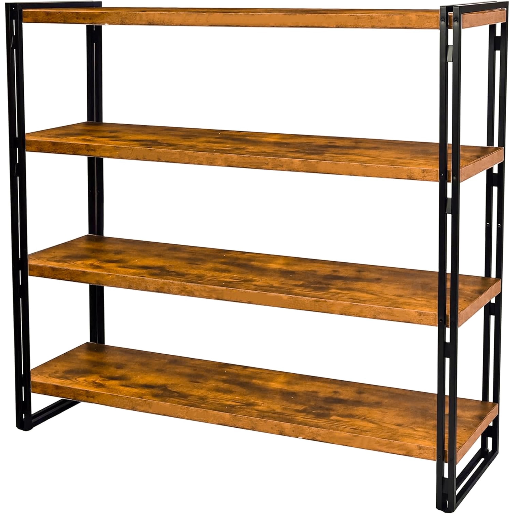 47" 4-Tier Bookshelf Rustic Wood and Metal Industrial Bookshelf for Home Office, Bedroom, Kitchen, Bathroom (Rustic Brown, 4-Tier)