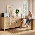 LAZZO File Cabinet with Lock, 3-Drawer Rattan-Front Wood Filing Cabinet ...