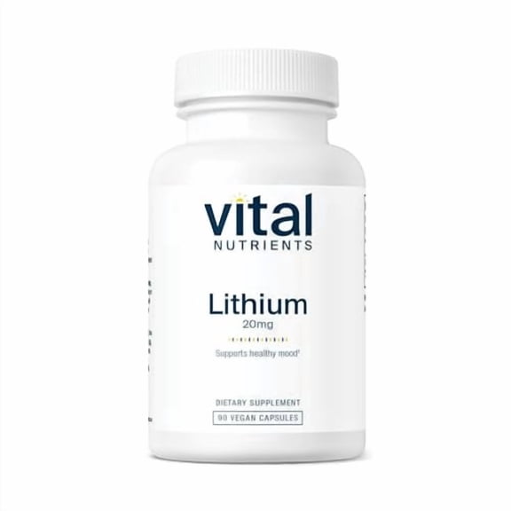 Vital Nutrients Lithium Orotate | Vegan Lithium Supplements for Memory, State of Mind, and Behavioral Health | 20mg | Gluten, Dairy, Soy Free | 90 Capsules