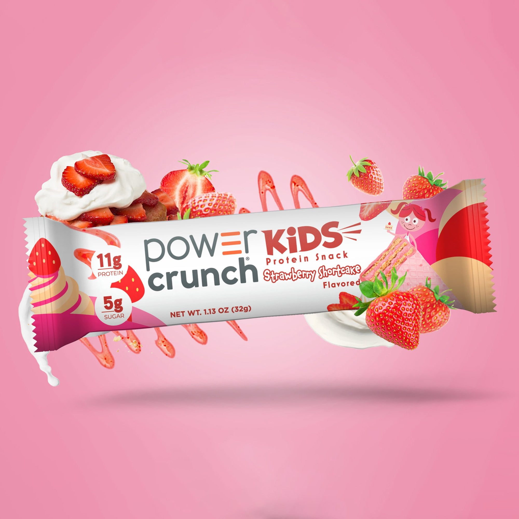 Power Crunch KIDS Strawberry Cream Bars 1.13oz, 5 Count Box