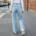 thumbnail image 7 of Smsaxvxz Straight Leg Jeans for Women Casual Button Stretchy Boyfriend Denim Pants with Pockets Light Blue XXS, 7 of 7