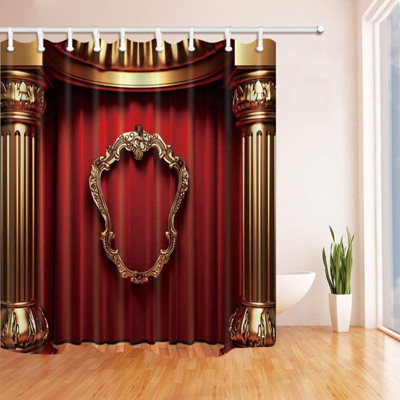 RYLABLUE Red Curtains with Cylindrical on Stage Polyester Fabric Bathroom Shower Curtain 66x72 inches