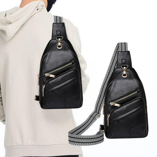 Bolsa de hombro de cuero suave negro