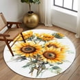 thumbnail image 2 of Round Rugs 5Ft, Sunflower Round Area Rug Washable Indoor Throw Carpet, Wildflower Garden Floral Watercolor Yellow Soft Non Slip Circle Rug for Cabinet Bathroom Home Decor Aesthetic, 2 of 8