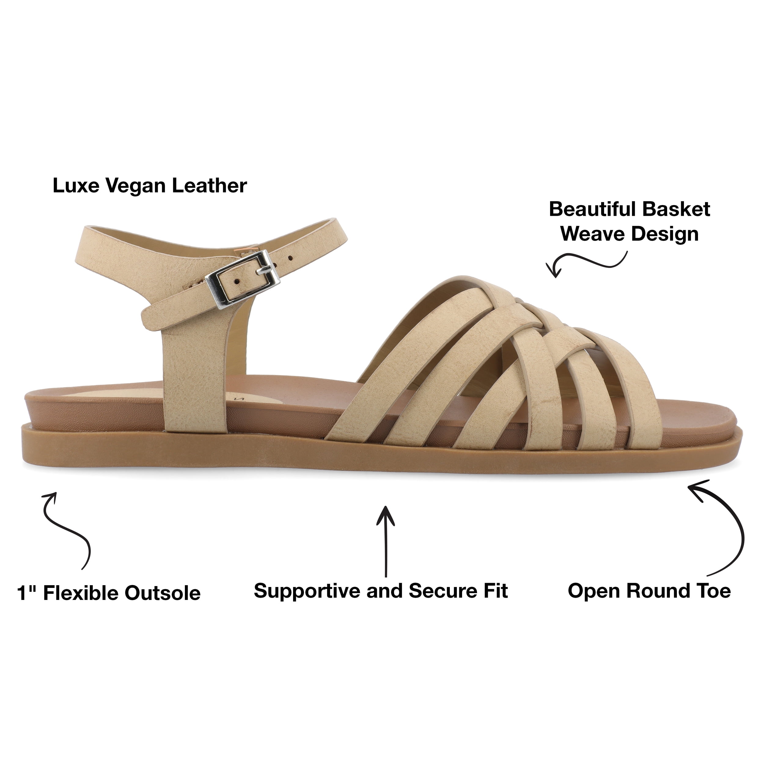 Journee Womens Kimmie Ankle Strap Flat Sandals
