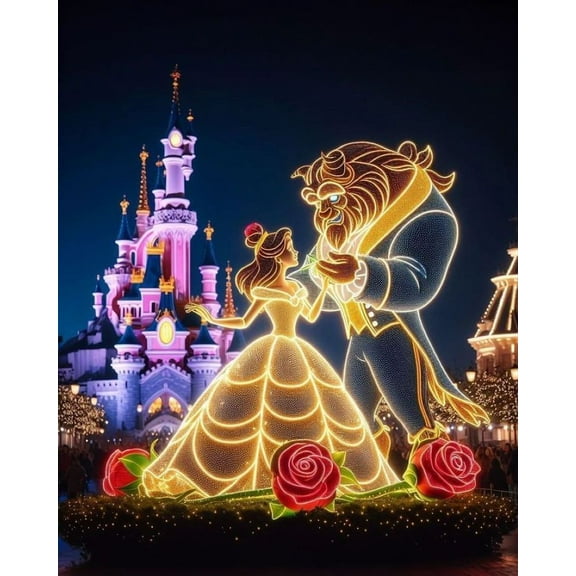 Princess Belle Diamond Painting Kits,5D Diamond Art Castle Full Drill Craft Painting Gift for Adult, Home Decor (12 x 16 Inches)