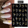 thumbnail image 1 of Harunouta-pegatinas 3D para uñas, calcomanías adhesivas con diseño de flores simples, Corazón Dorado, líneas de Punta francesa, estampado de leopardo, para manicura, 1 of 4