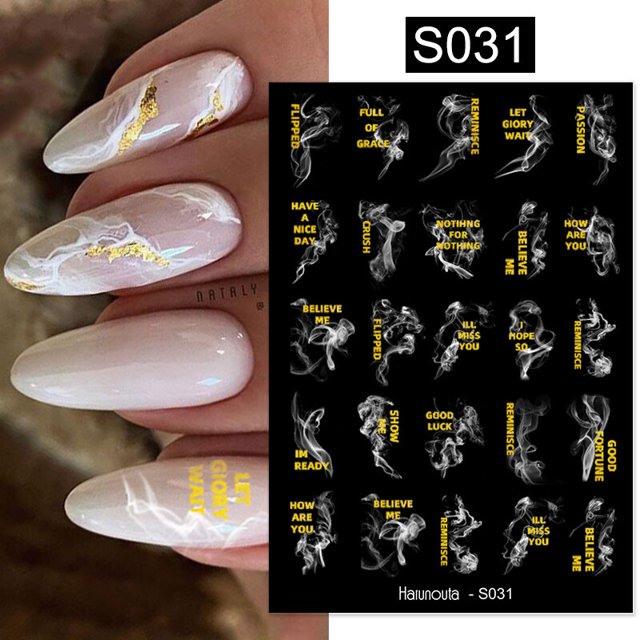 Harunouta-pegatinas 3D para uñas, calcomanías adhesivas con diseño de flores simples, Corazón Dorado, líneas de Punta francesa, estampado de leopardo, para manicura