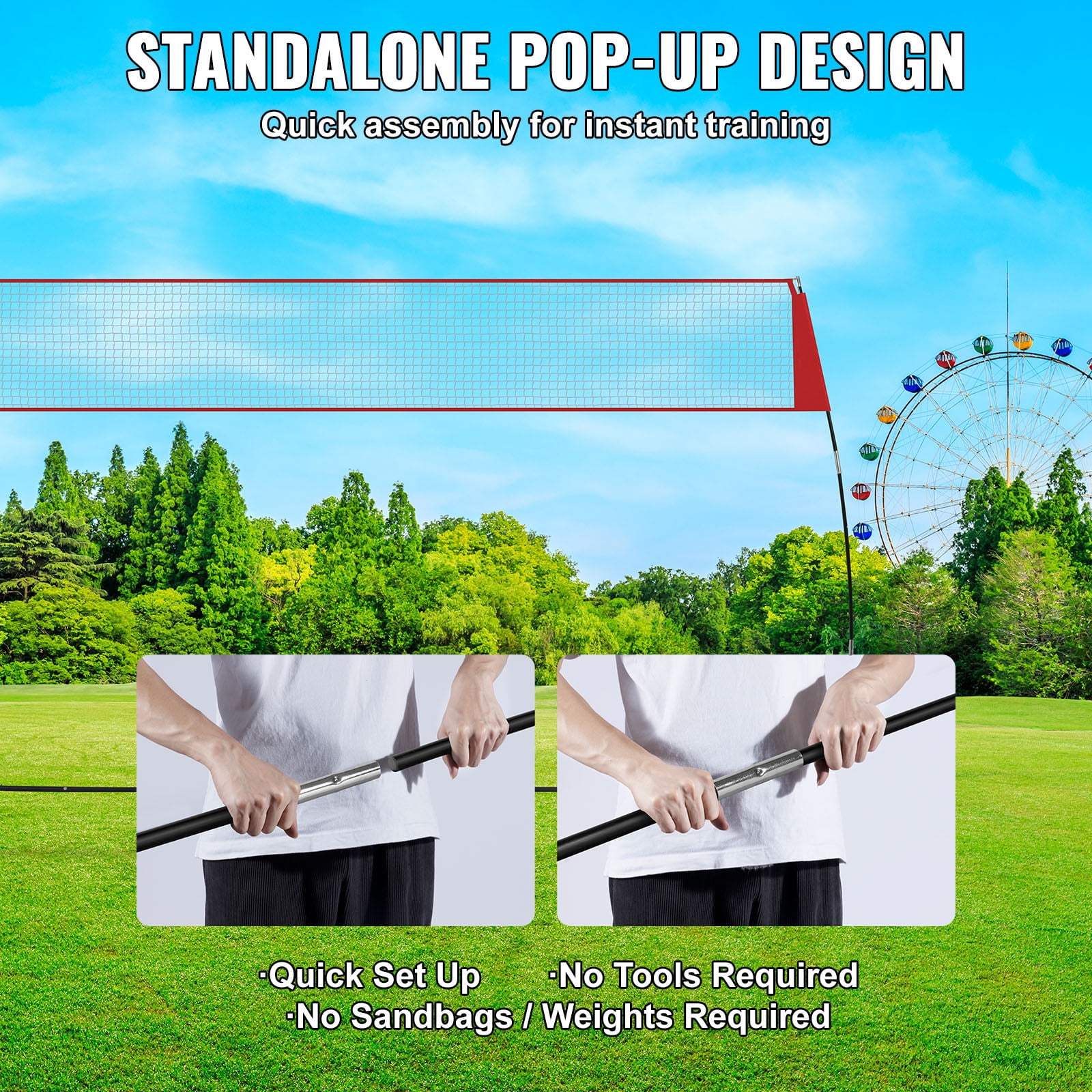 KFFKFF Indoor Outdoor Freestanding Volleyball Training Net with Stand Carry Bag