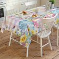 thumbnail image 4 of Easter Bunny Rectangle Tablecloth, Blue Easter Eggs Spring Floral Colorful Plaid Waterproof & StainResistant Tablecloth, Washable Oil-proof Table Cover for Dining/Party/Wedding/Buffet 60x120 In, 4 of 9