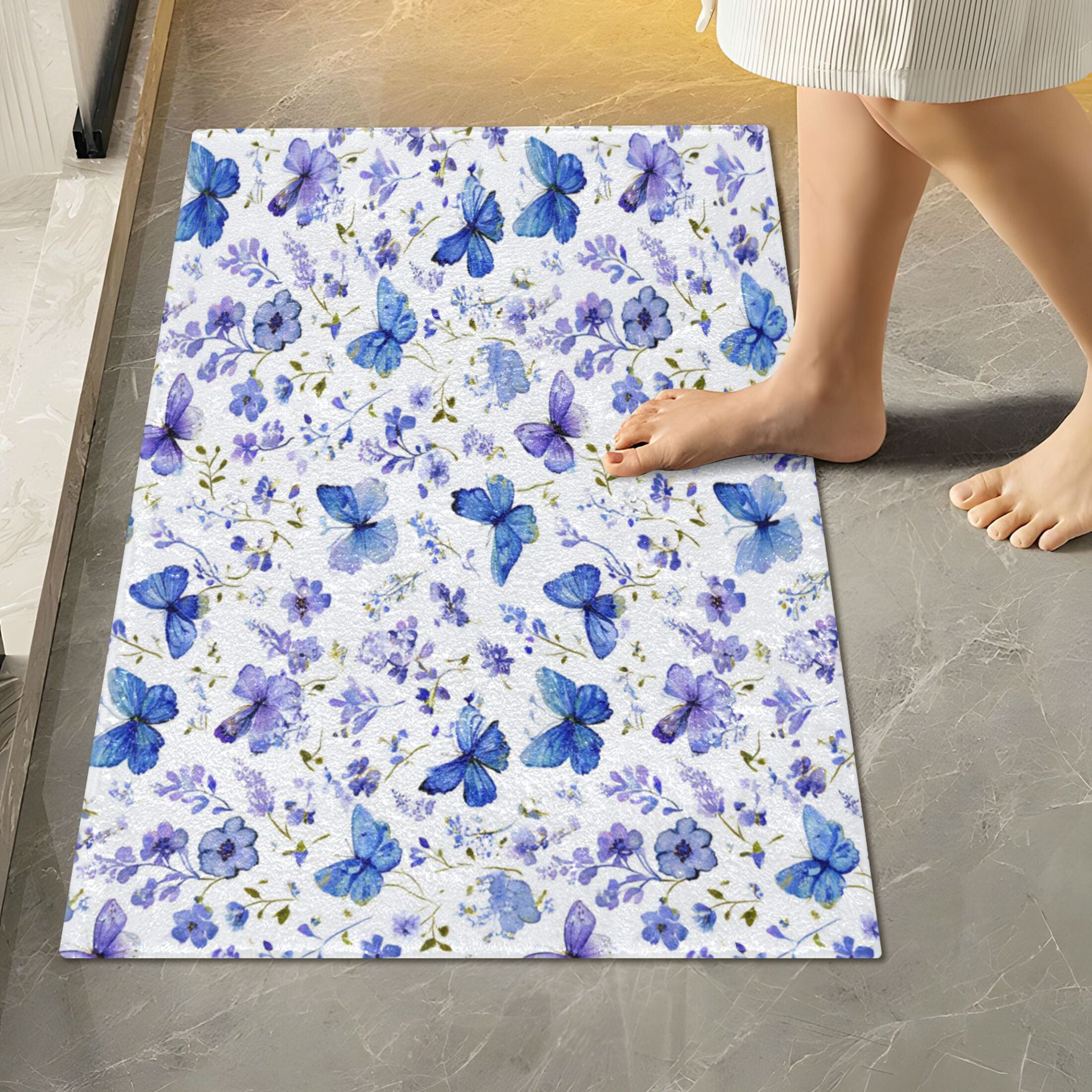 RMDQTR 2PCs Bathroom Rugs Set Plush Toilet Base Mat 16" × 24" Bath Mat and 20" × 24" U Shape Soft Rugs Non Slip Absorbent