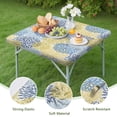 thumbnail image 4 of Blue and Yellow Floral Pattern Square Fitted Tablecloth with Elastic Edge,Square Table Cover,Washable Elastic Table Cover for Home Kitchen Party Decor 36"x36", 4 of 6