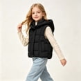 thumbnail image 6 of LOINRODI Girls Puffer Vest, Quilted Hooded Snap Button Sleeveless Warm Padded Outerwear for Cold Weather Black Size 5-6, 6 of 9