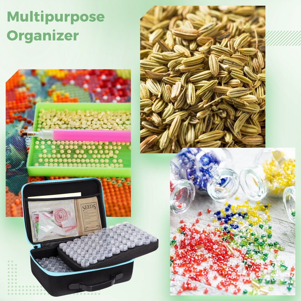 140 Slots Seed Storage Organizer Box, 140 Seed Containers& 20 Seed Envelopes, EVA Carry Case with Seed Boxes, Label Stickers, Funnel, Garden Seed Keeper Set for Vegetable, Fruit, Flower Seeds