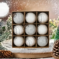 sruoe Christmas Tree Ornaments, Ball Ornaments Set, Balls Decorate, Christmas Decorations for Xmas Tree Ball, Flocked Christmas Balls, Hanging Tree Ornament Ball for Xmas Holiday Party Decor