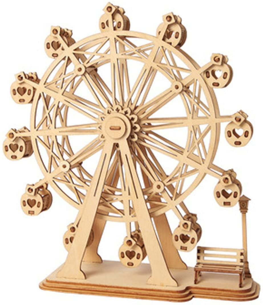 3D Wooden Puzzle Toy Wood Craft Building Kits Best Model Kit Great Gifts for Girls and Women(Ferris Wheel)