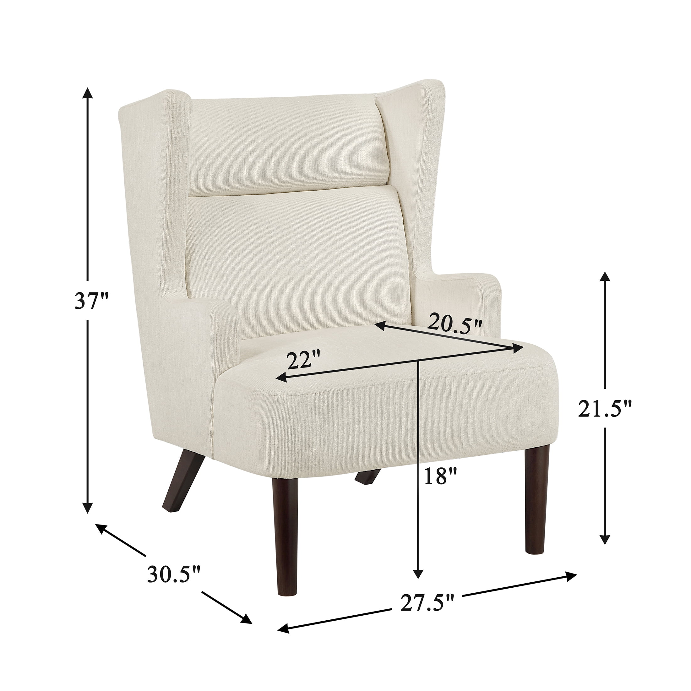 OakvillePark Hartmere Chenille Wingback Accent Chair, Beige