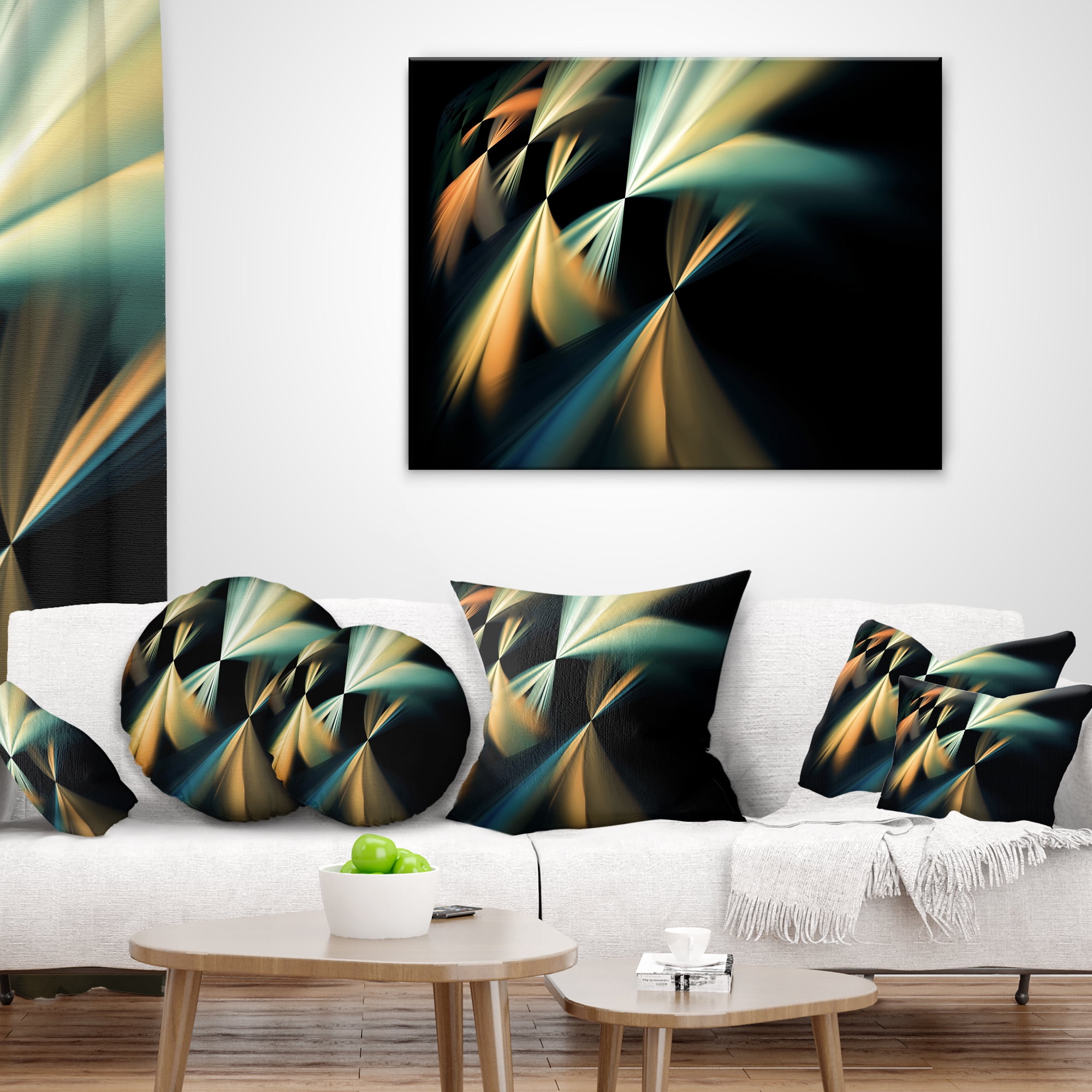 Designart Floating Abstract Fractal Designs - Abstract Throw Pillow - 18x18