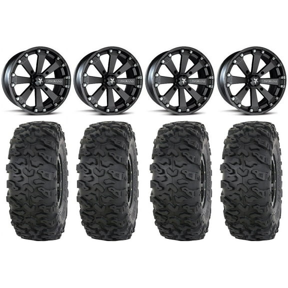MSA Kore 14" Wheels Black 30" Roctane T4 Tires Yamaha Viking Wolverine YXZ1000R CFMoto ZForce 950 UForce 1000