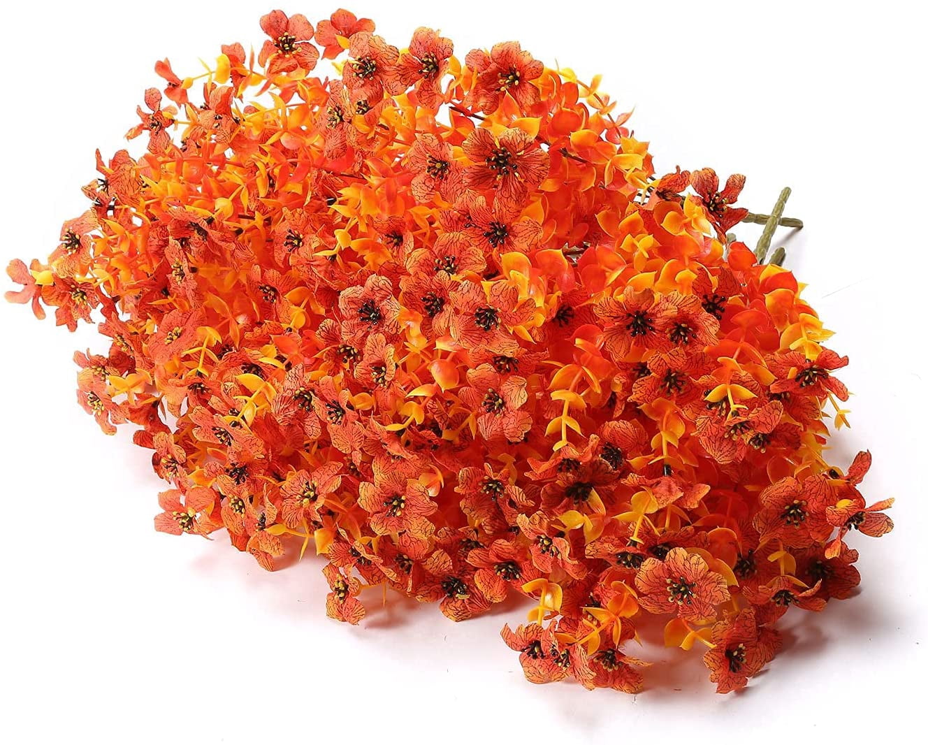 20 Bundles Outdoor Artificial Flowers, UV Resistant Fake Flower with Plastic Plants Faux Silk Flower for Outside Front Porch Hanging Planter Christmas Decoration