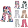 thumbnail image 4 of Gubotare Baby Pants for Baby Girl Girls Bell Bottom Floral Print Stretch Hippie Pants High Waist Flare Pants (Khaki,Size 3-4 Years), 4 of 4