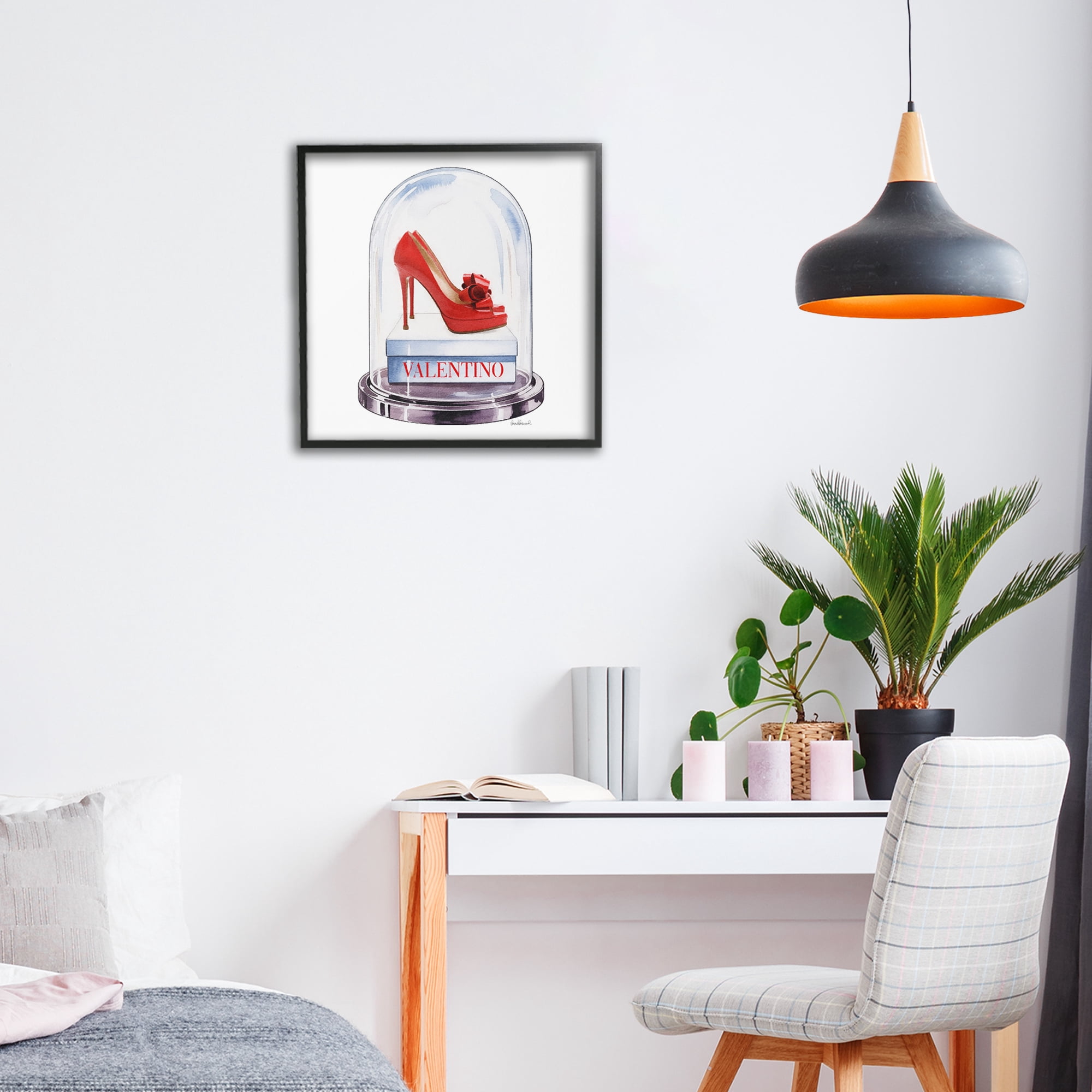 Stupell Industries Red Heels in Bell Jar Black Framed Giclee Art, design by Amanda Greenwood