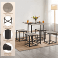 thumbnail image 4 of Renwick 5-Piece Dining Set with Industrial Square Table and 4 Backless Chairs, Gray, 4 of 10