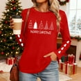 thumbnail image 5 of Christmas Tree Shirt Women Christmas Embroidered Trees Long Sleeve Shirts Gift Xmas Graphic Tee Tops, 5 of 7