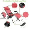 thumbnail image 4 of Geniqua 2 PC Red Zero Gravity Lounge Chairs Folding Outdoor Beach Patio Recliner Tray Holder, 4 of 8