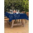 thumbnail image 2 of Outdoor Tablecloth with Umbrella Hole and Zipper, Navy Blue Flowers Rectangle Table Cloth 60x84 Inch Waterproof Tablecloth, Rustic Abstract Floral Simple Art Picnic Table Cover for Patio Camping, 2 of 7