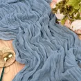 thumbnail image 2 of Nvzi Camino de mesa de gasa de 90 x 300 cm, mantel para bodas románticas, fiestas de cumpleaños, color azul, 2 of 4
