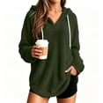 thumbnail image 2 of hlysgo Womens Oversized Sherpa Hoodie Pullover Fuzzy Fleece Sweatshirt Plaid Fluffy Tops with Pockets Army Green,M, 2 of 6