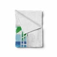 thumbnail image 2 of Beach Soft Flannel Fleece Blanket, View from Window Ocean with Coconut Leaves Starfish Cartoon Illustration, Cozy Plush for Indoor and Outdoor Use, 50" x 60", Blue Sand Brown White, by Ambesonne, 2 of 6