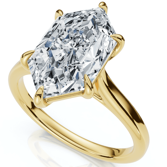 Pompeii Certified 3Ct Vireo Elongated Hexagon Diamond Engagement Ring 14k Gold Lab Grown