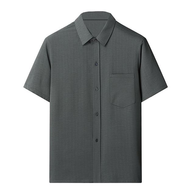 SROBPTY Haut d'Été pour Hommes, Chemises à Manches Courtes pour Hommes, Mode Masculine Confortable Col Rabattu Manches Courtes Gris Foncé, TG