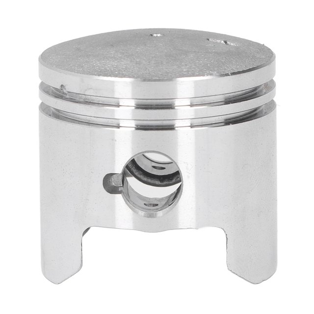 Piston Pin Ring Kit, Engine Rebuild Piston Kit Stable Performance Antirust 40mm for 2 Stroke 49cc 50cc Moped Scooter Dirt Bike. The kit includes a steel alloy piston with a diameter of 40mm, a pin with a 10mm diameter and 33mm length, and two clips. Designed as an aftermarket replacement for Y-Zinger Jog 2-stroke 49cc and 50cc moped scooters and dirt bikes. The piston features a glossy, mirror-polished finish for enhanced durability and performance.