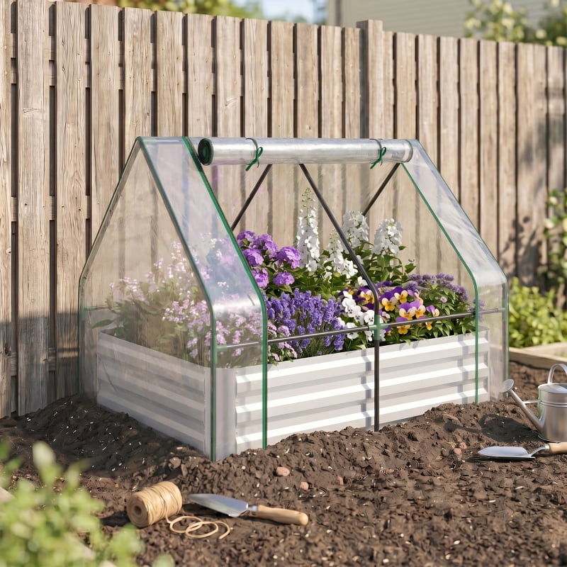 Alvantor Clear 2-in-1 Raised Garden Bed with Mini Greenhouse Cover 50" L x37" M x36" H