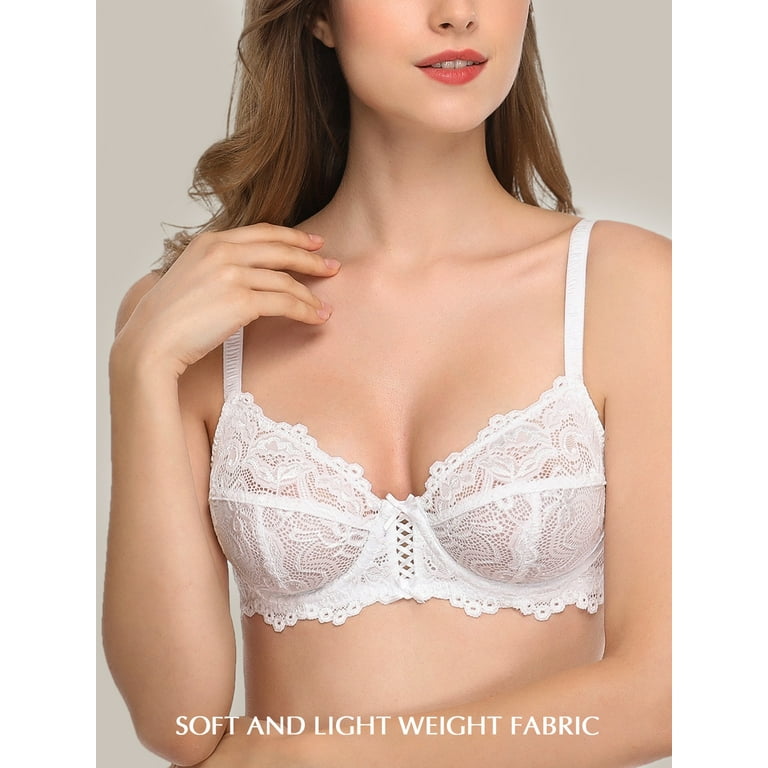 Womens Lace Underwire Sheer Bra Unpadded Sheer Unlined Soft Bra Lace  Camisole Bralette, White, Small : : Clothing, Shoes & Accessories