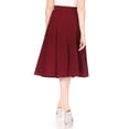 thumbnail image 5 of Women's Solid Flared Lightweight Elastic Waist A-line Skirt Pack of 2, 5 of 5
