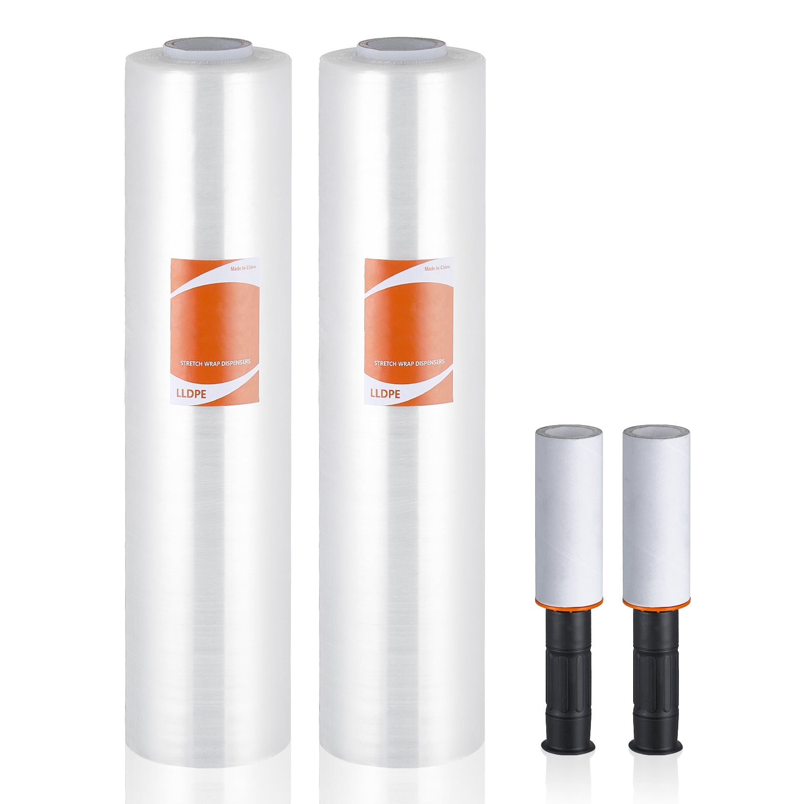 KFFKFF Clear Shrink Wrap, 15 inches by 1000 feet, 60 Gauge, 2 Rolls, Industrial Strength Film with Handles for Efficient Pallet Securing and Relocation