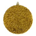 thumbnail image 1 of Vickerman 4.75" Plastic Ball Ornaments in Beaded Gold (Set of 6), 1 of 3