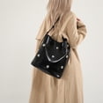 thumbnail image 2 of Diconna Women Shoulder Bag, Large Capacity Riveted Handbag Underarm Bag Lightweight Bucket Bag, 2 of 6
