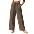 thumbnail image 3 of SROBPTY Fall Winter Plus Size Womens Pants Solid Drawstring High Waist Wide-Leg Bottoms with Pocket, 3 of 5