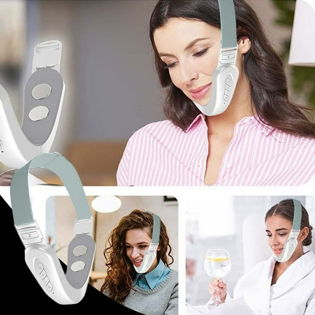 Safeglitz Electric Double Chin Reducer - V Face Shaping Beauty Belt, Intelligent Lifting Firming Facial Massager with Blue Light